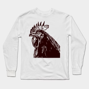 rooster line art design Long Sleeve T-Shirt